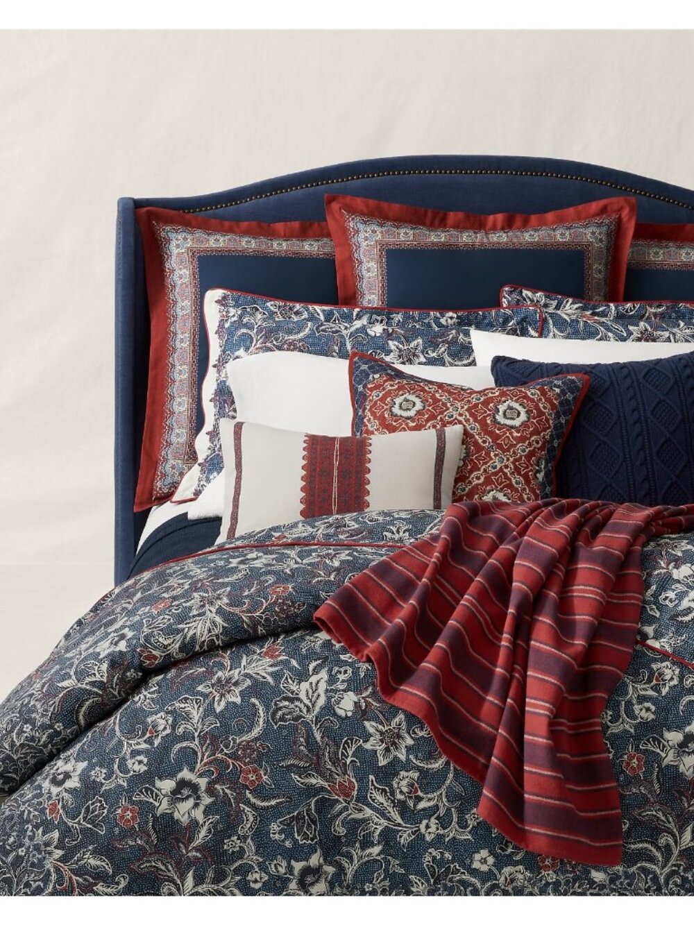 Ralph Lauren Mirabelle Queen Duvet Cover Blue Floral Cotton 94” X 96” NWOT